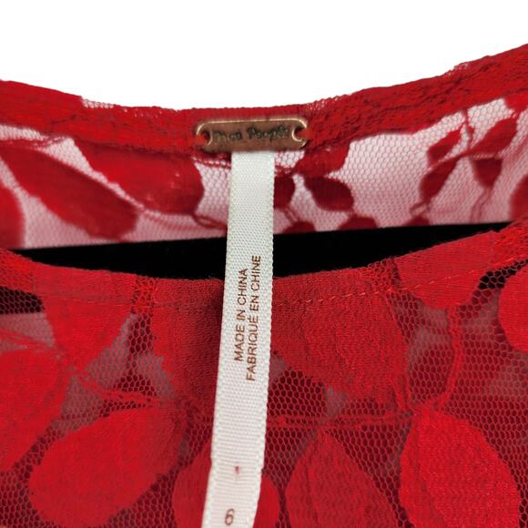 Free People Floral Lace Embroidered Scalloped Lace Dress with Slip Dress Size 6 - Picture 3 of 7